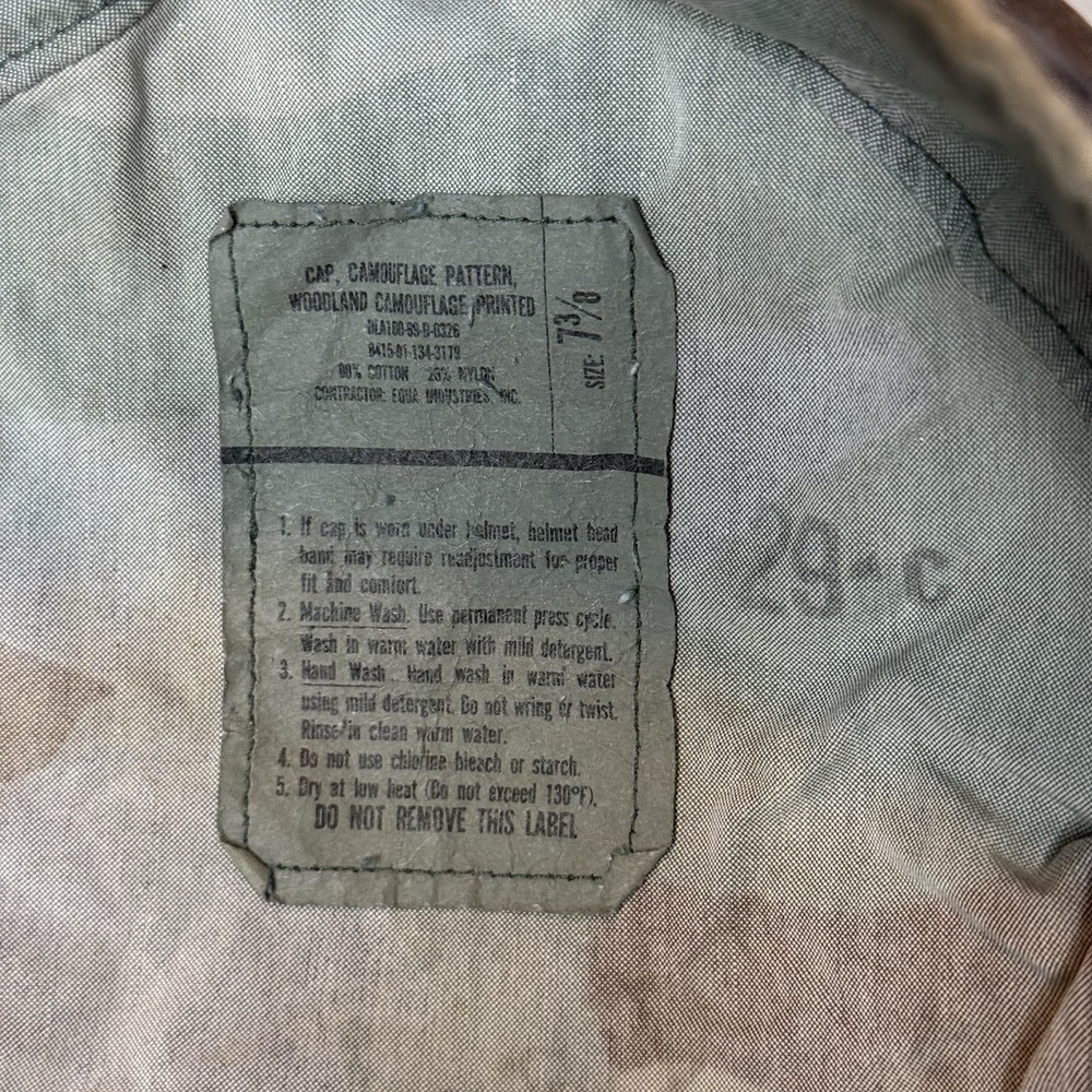 US Military Woodland Camo BDU Patrol Cap Hat 7 3/8 Propper 1989 DLA Contract - Picture 11 of 12